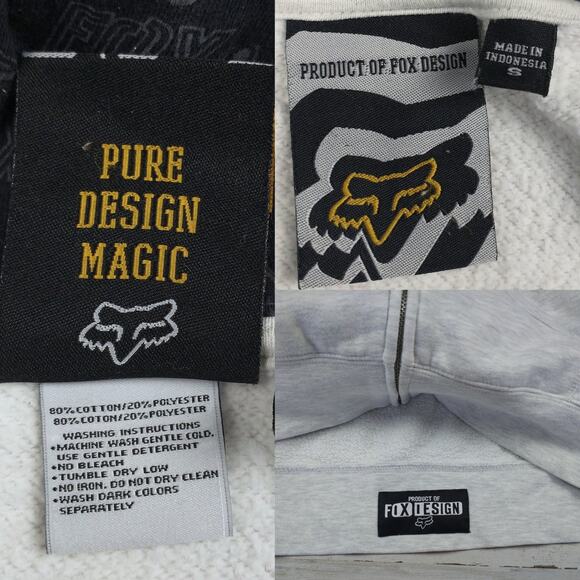 Motocross embroidered light gray Fox Racing Zip up hoodie jacket men's sz small - Picture 12 of 13